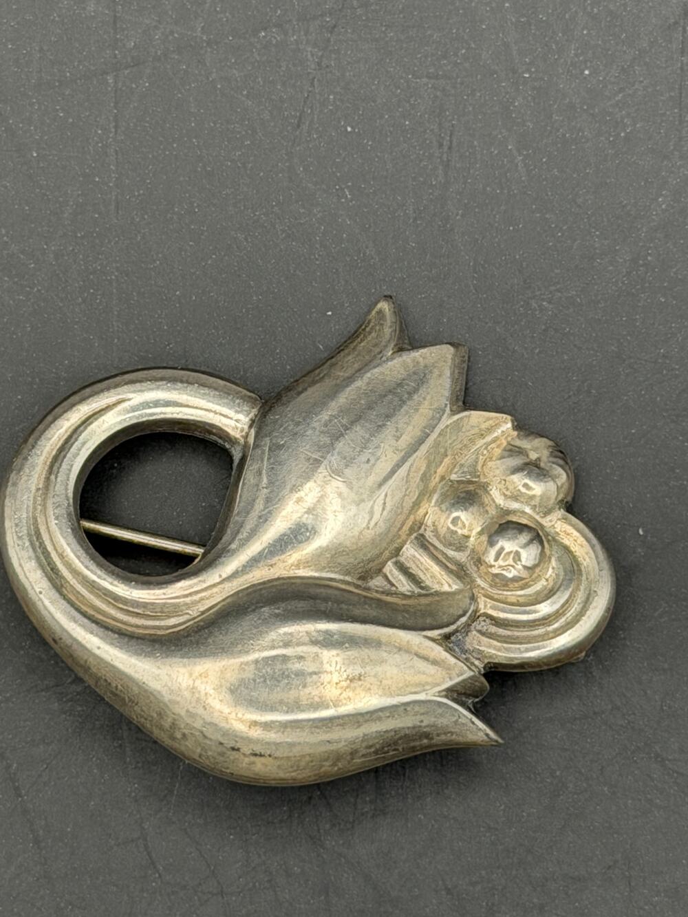 Vintage Jensen Sterling Silver Floral Brooch